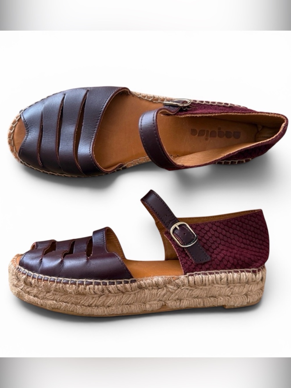 Naguisa Silencio Espadrille Sandals Burgundy 38